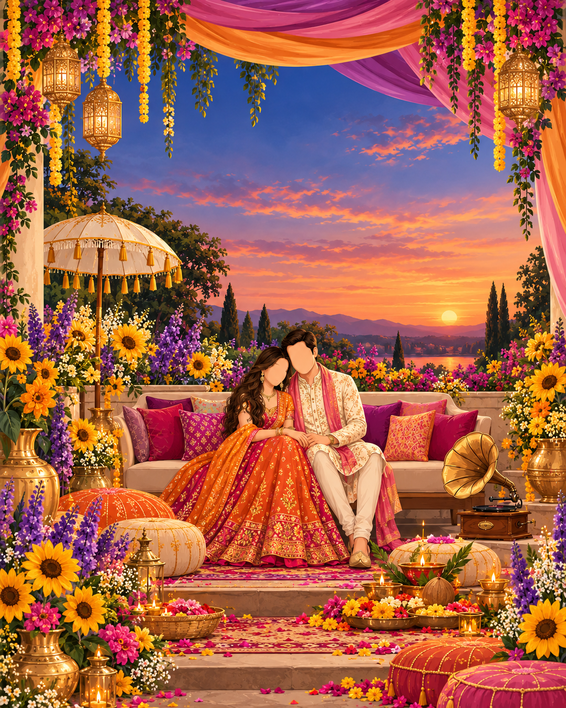 Romantic sunset Sagai lounge