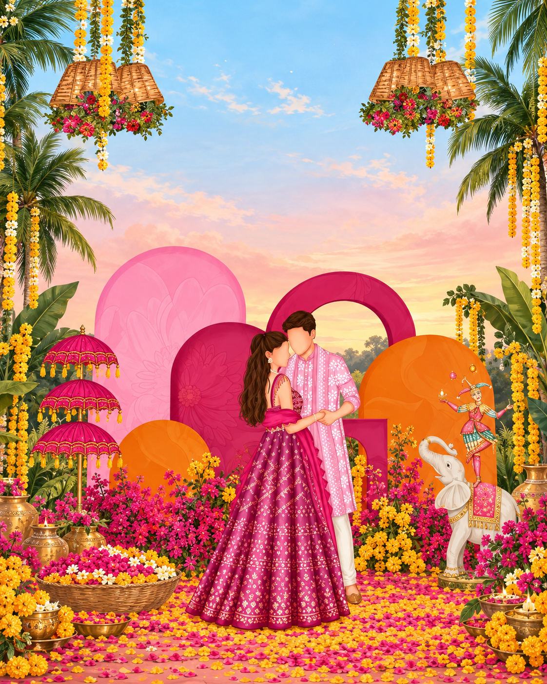 Pastel Mehendi and Haldi celebration